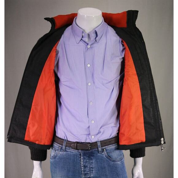 Paul Stuart Japan Gray Puffer Down Jacket Vest w/ Zip Off Knit Sleeves Jacket~ S - Picture 7 of 11